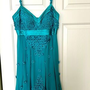 Vintage Sue Wong Nocturne Floral Blue Dress Size 4